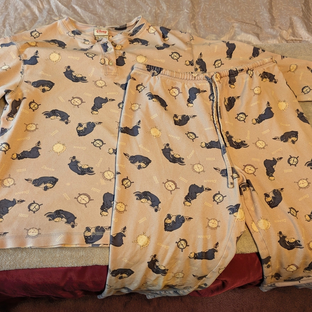 Vintage Disney Store Eeyore Pajama Set Light Purple Size M